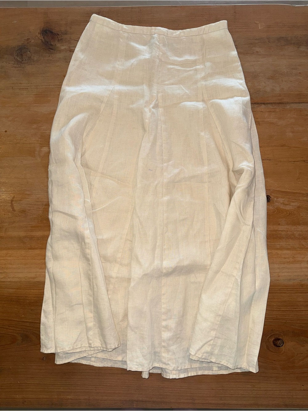 INC Ivory 100% Linen Godet Midi Skirt Size 6